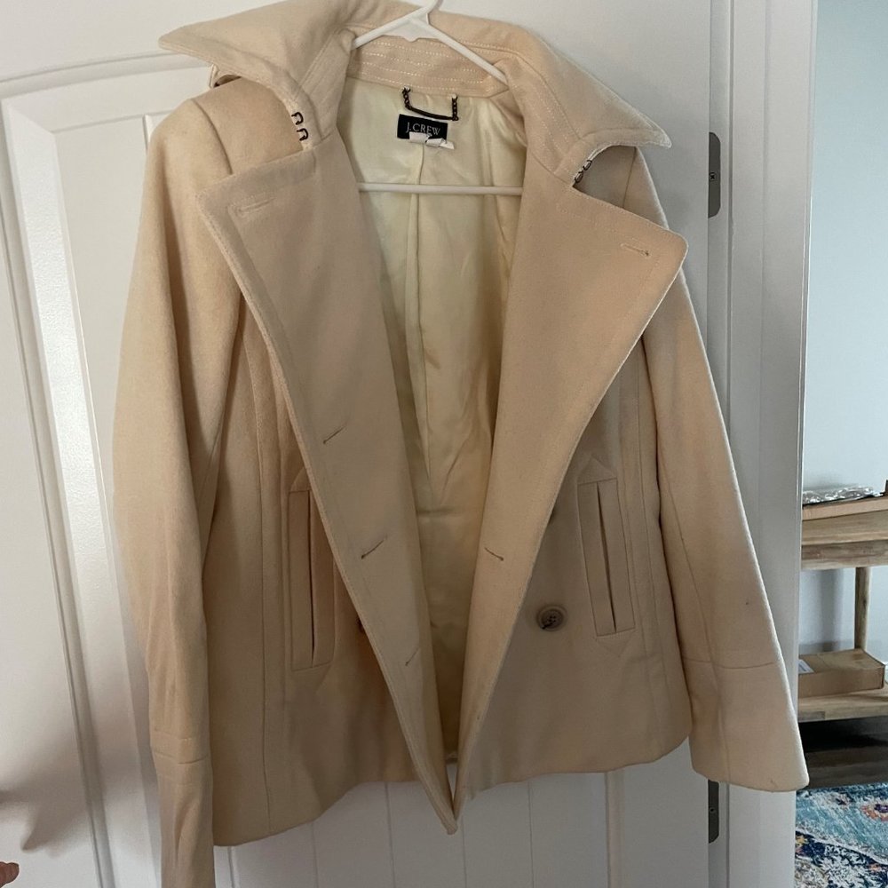 J.Crew Peacoat, Cream Color, Size S - Picture 2 of 7